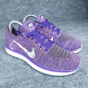 Nike Free RN Flyknit Shoes Womens Size 8 Purple White Running 831070-503